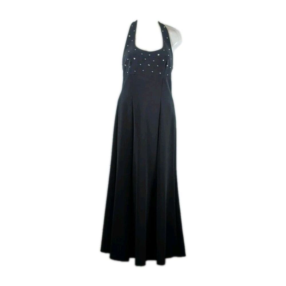 Jessica Howard Halter Evening Gown - Size 6 - Vintage Rhinestone Sexy Maxi